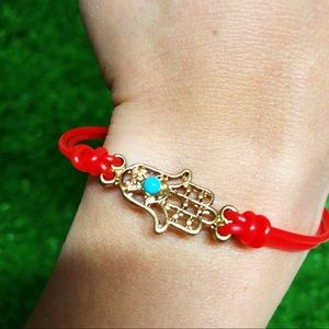NWT🧿Hamsa Evil Eye Lucky Boho Gold Bead Nracelet